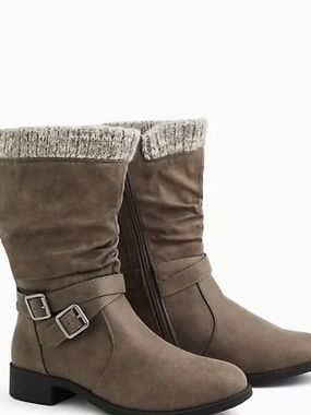 Torrid Grey Buckle Mid-calf Boots